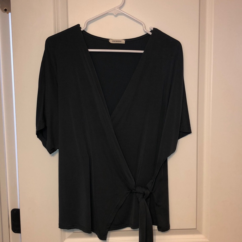 Dark Gray Wrap Top